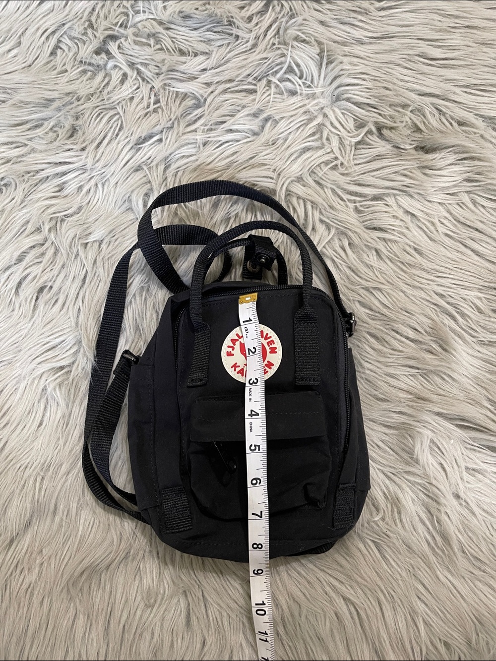 Fjallraven Black Mini Kånken Belt/Shoulder Bag with Red Logo - Picture 7 of 7